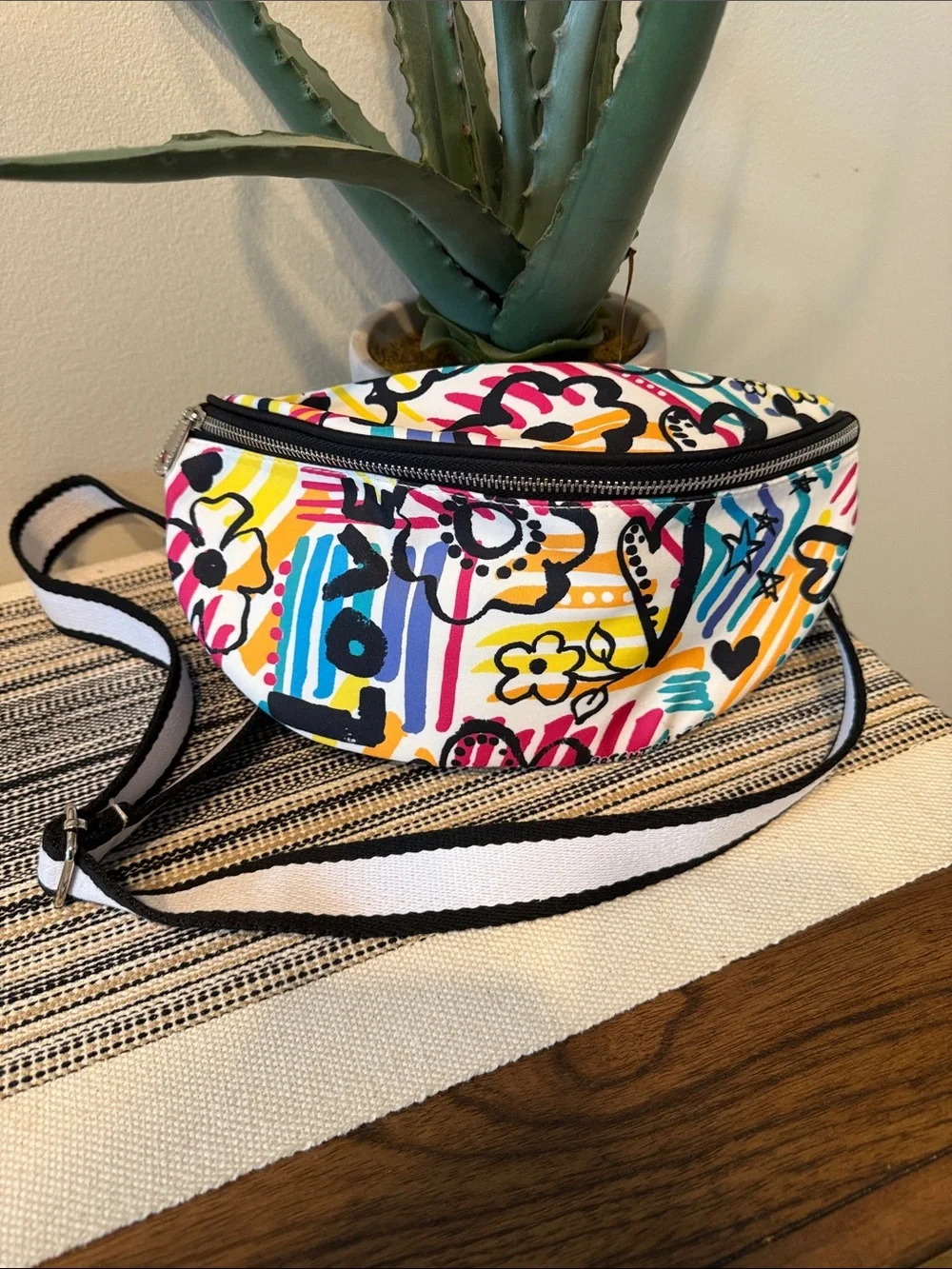 Brighton Colorful Graffiti Love Pop Art Print Belt Bag Crossbody Streetwear
